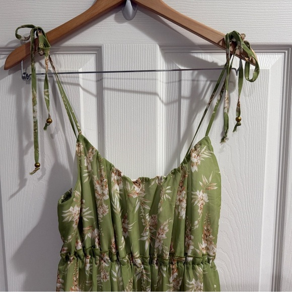 Floral Green Babydoll Dress Y2K Fairy - Picture 4 of 5